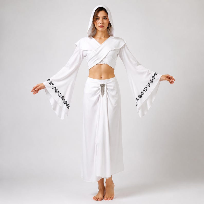 Princess Zelda Costume, Cosplay White Hooded, Fantasy Royal Goddess, Medieval Dress Outfit, Amidala