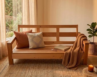 Planos para construir un sofá de madera moderno, ideal para exteriores e interiores. Sofá cama minimalista.