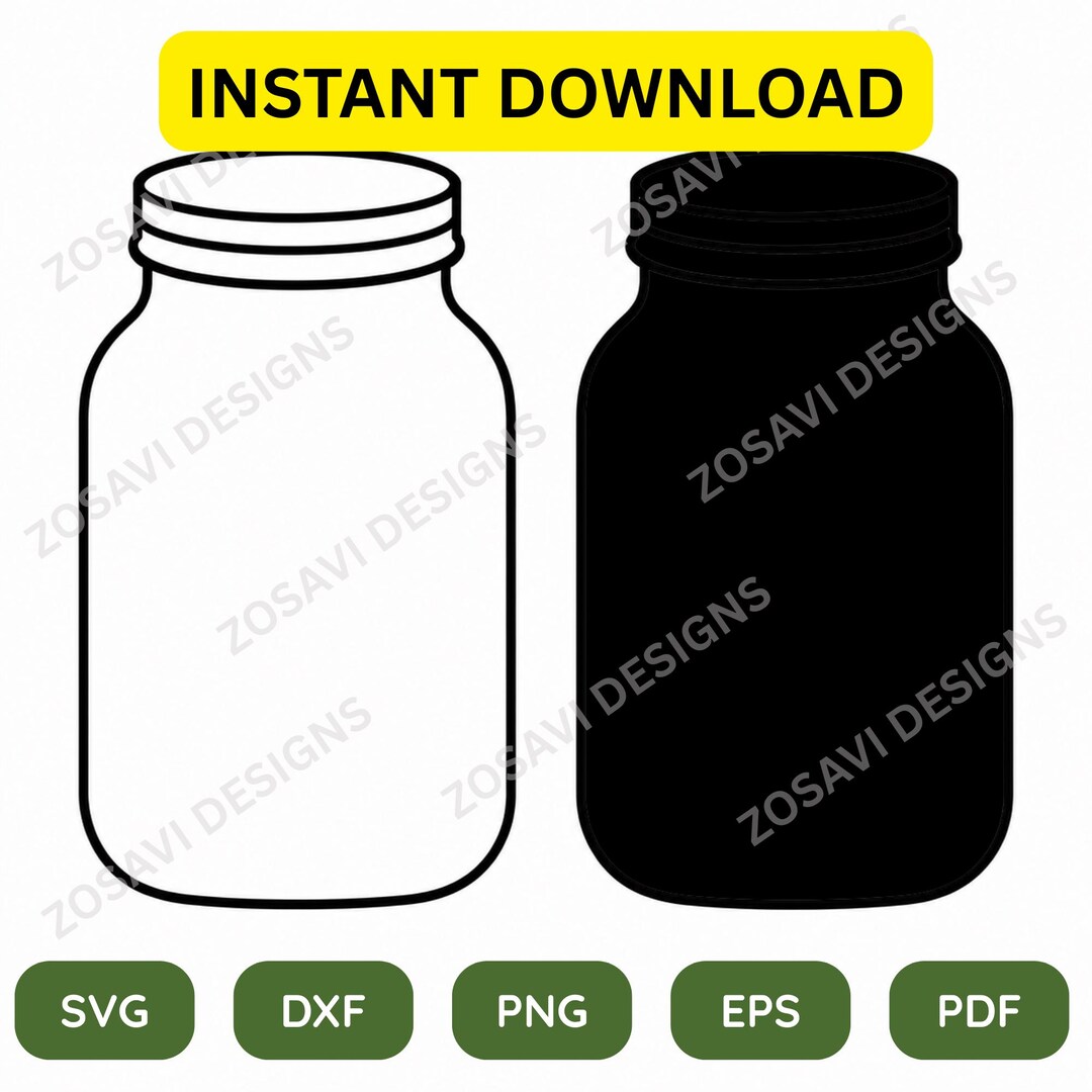Mason Jar SVG for Cricut Farmhouse Outline Laser Cut Files Digital ...