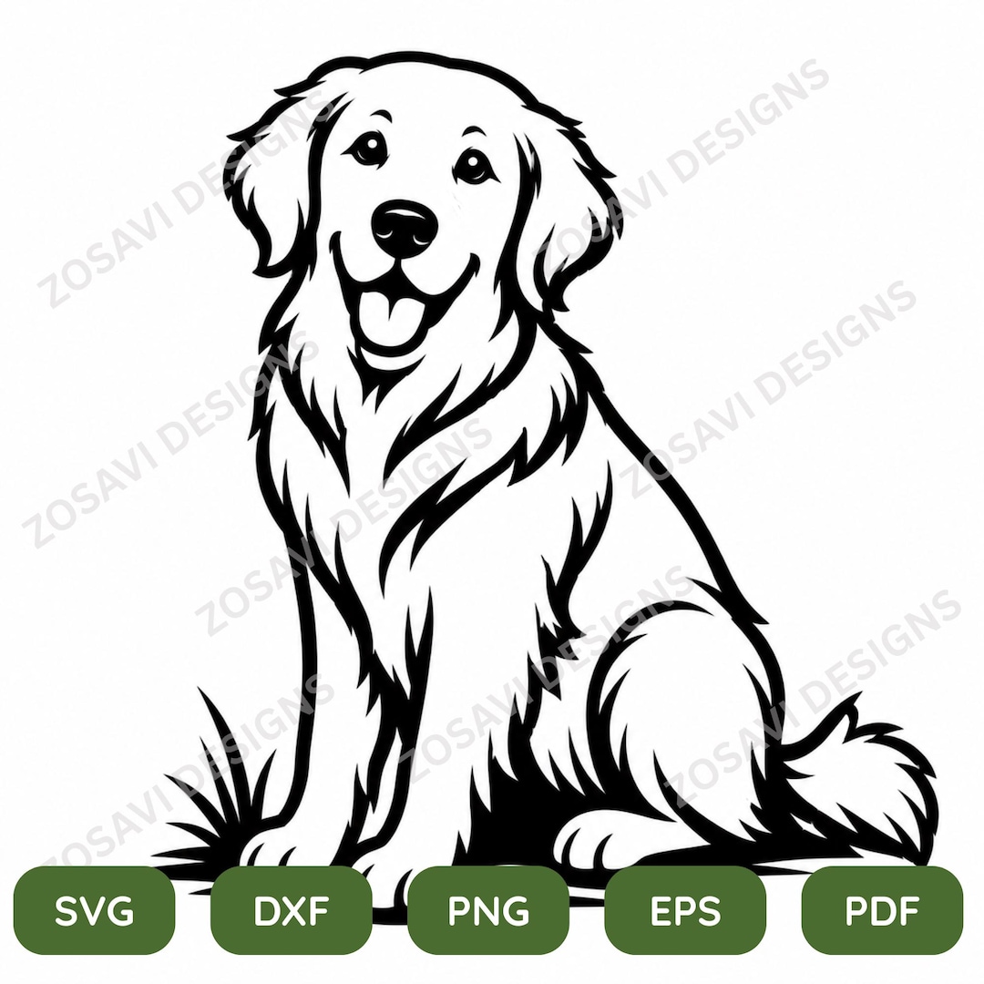 Golden Retriever SVG for Cricut Pet Portrait Laser Cut Files Digital ...
