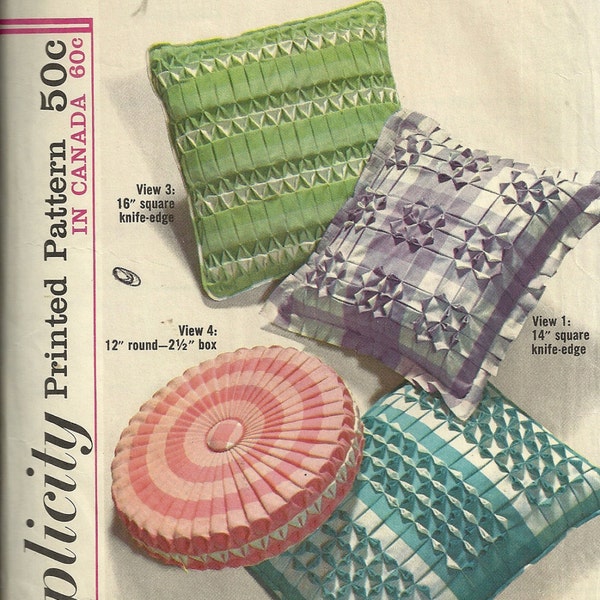 Vintage Smocked Gingham Pillows Simplicity Pattern 5340 UNCUT