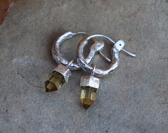 Wand Hoop Earrings || Citrine