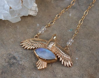 Elder Bird || Moonstone Necklace