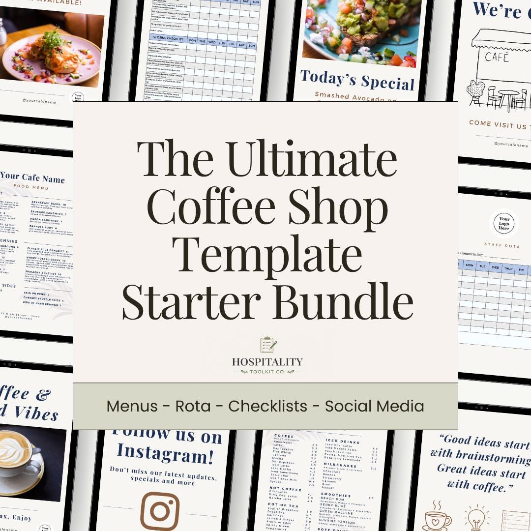 Editable Café Templates Bundle | Menu, Rota, Checklist, Instagram ...
