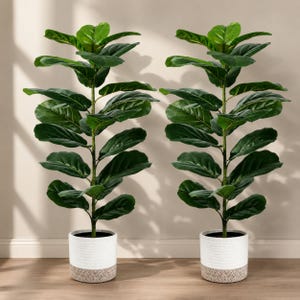 2-pack 76 cm konstgjord fikonträd med fiolblad, konstgjord krukväxt, realistisk krukväxt, modern hemmakontorsinredning