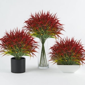 Artificial Outdoor Plants UV Resistant – 16 Bundles Faux Grass Garden Decor