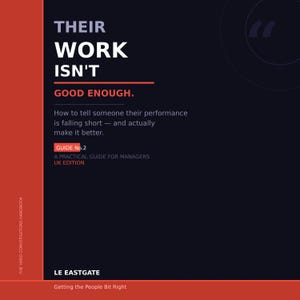 Könnte beinhalten: Buchcover mit dem Titel "THEIR WORK ISN'T GOOD ENOUGH." Der Hintergrund ist dunkelblau mit weißem und orangefarbenem Text. Der Untertitel erklärt, wie man die Leistung verbessert und ist ein Ratgeber für Manager.