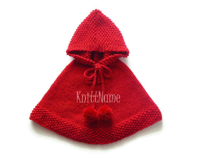 Baby Girl Poncho Red Cape Toddler Knit Sweater Knit Hoodie Etsy