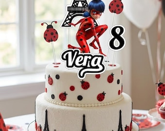 Cake topper de Lady Bug2 digital imprimible personalizado