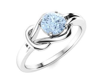 Natuurlijke aquamarijn solitaire ring