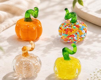 Mundgeblasenes Glas Kürbis, Mini Kürbis Figur, Herbst Dekor, Halloween Dekoration, Thanksgiving Geschenk, Herbst Tischdekoration