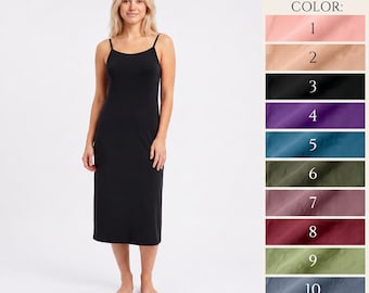 Plus Size Cotton Modal Nightgown | Women's Spaghetti Strap Sleep Dress | Breathable Summer Sleepwear XL–8XL | Curvy Loungewear