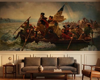 Washington Crossing the Delaware Wall Mural , Emanuel Leutze Peel and Stick , American History Patriotic Wallpaper Decor