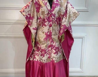 African Damask Boubou: Nigerian Kaftan Maxi Dress, Danshiki, Jalabia, wedding dress, rich Aunty vibes