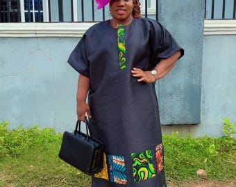 Handmade African Bubu Dress: Elegant Mikado Lace Gown for Weddings, Prom