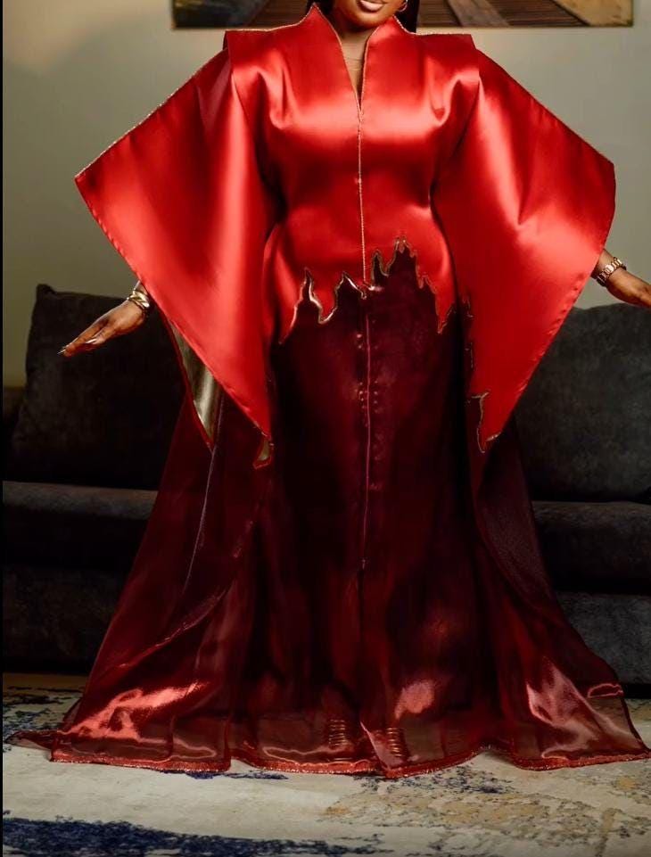 burgundy african dress African Dress for Women  Custom Bazin Riche Getzner Boubou for Weddings &  Eid