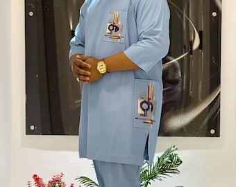 Afrikaanse kaftan, outfit voor bruidegomfeest, Afrikaans dashiki-kostuum voor heren – Val op met een Afrikaans trouwpak, een bruidsjonkerskostuum, senatorkleding voor heren.
