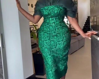 Handmade African lace Wedding Dress: Elegant Cultural Gown, party dress