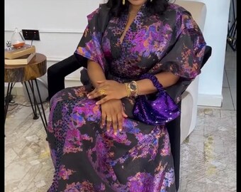 African Damask Boubou: Nigerian Kaftan Maxi Dress, Danshiki, Jalabia, wedding dress, rich Aunty vibes