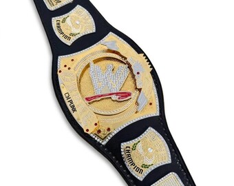 WWE Spinner Cup Gürtel 4 mm Messing | CM Punk John Cena Spinner Titel | Echt Leder Wrestling Champion Trophäe | Erwachsenengröße Replica Geschenk