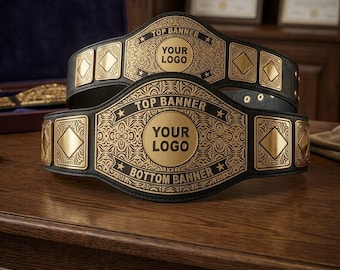 Custom Championship Belt 4mm Brass | Personalized Corporate Award Title | Custom Logo Tournament Trophy Gift | Real Leather Fantasy Belt