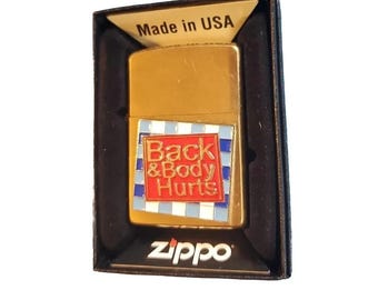Medallón Zippo para lesiones de espalda y cuerpo, latón, nuevo y sin usar, inserto para pipa Zippo