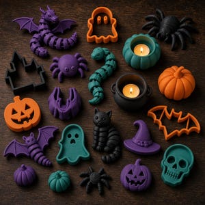 Halloween Mega Bundle STL: Flexi Toys, Kakformar, Fidgets (Digital Nedladdning)