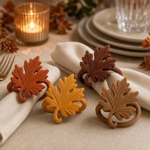 Thanksgiving Napkin Ring STL Leaf Charm