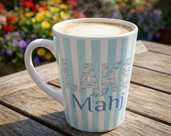 Tasse à café LAKE and Mahj Latte, tasse en céramique Lake Life, poignée en C 12 oz, mahjong