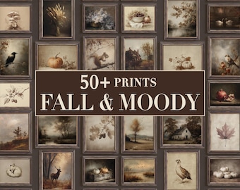 Vintage Fall Moody Print Bundle: Farmhouse Autumn Gallery Wall Set (Digital Download)