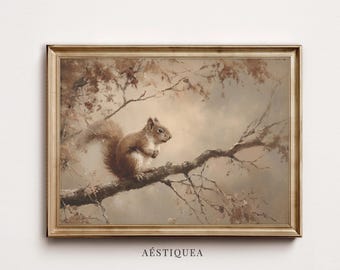 Vintage Squirrel Wall Art | Fall Cottagecore Nursery Decor (Digital Download)