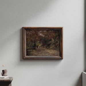 Vintage Autumn Woodland Print | Moody Fall Landscape Wall Art Digital Download imagen 5