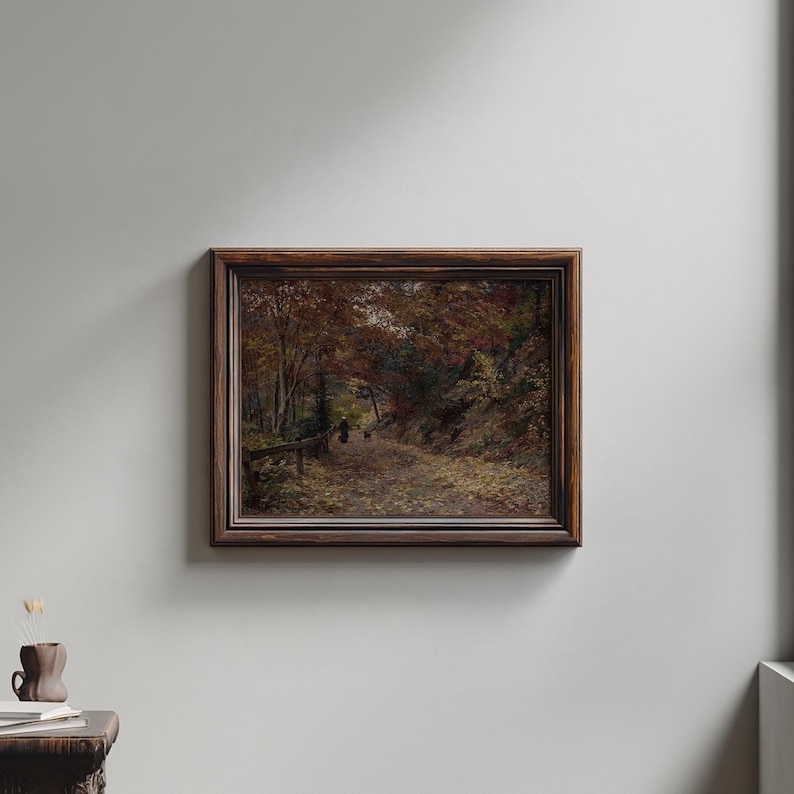 Vintage Autumn Woodland Print | Moody Fall Landscape Wall Art Digital Download imagen 5
