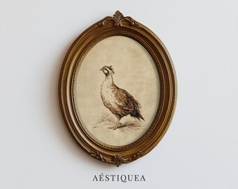 Vintage Quail Print | Neutral Country Kitchen Wall Decor (Digital Download)