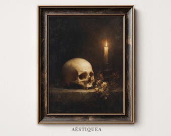 Moody Vintage Skull Print | Gothic Vanitas Memento Mori Decor (Digital Download)