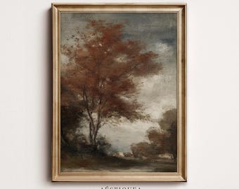 Rustic Autumn Landscape Wall Art | Moody Fall Countryside Decor (Digital Download)