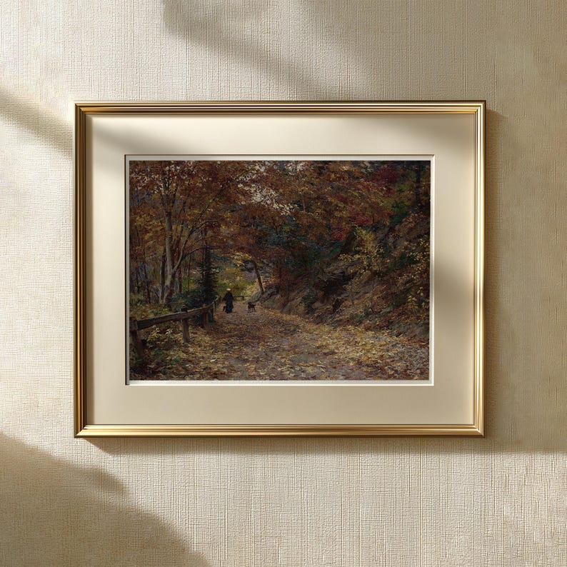 Vintage Autumn Woodland Print | Moody Fall Landscape Wall Art Digital Download imagen 9
