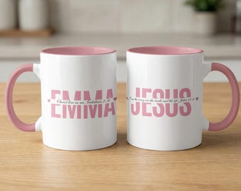 Personalized Christian Mug,  Faith Scripture Mug, Galatians 2:20 Bible Verse Coffee Mug Gift for Her