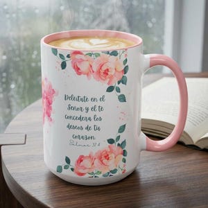 Taza Cristiana Personalizada, Taza Versículo Bíblico, Regalo Mujer Cristiana, Taza Fe, Nombre y Letra Personalizada image 1