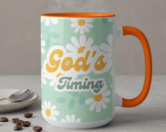Christian Mug, Ecclesiastes 3:11 Inspirational Christian Daisy Floral Coffee Cup, Bible Verse Gift for Her