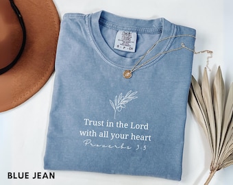 Proverbs 3:5 Shirt, Trust In The Lord Tee, Christian T-Shirt Women, Minimalist Bible Verse Tee, Faith Based Gift, Comfort Colors
