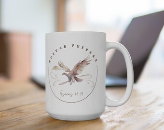 Taza Personalizada Renovarán sus Fuerzas, Isaías 40:31 Taza Versículo Bíblico, Regalo Cristiano, Taza Volarán como Águilas, Regalo Fe