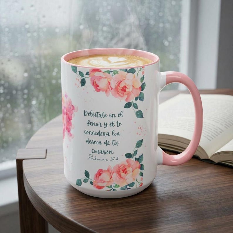 Taza Cristiana Personalizada, Taza Versículo Bíblico, Regalo Mujer Cristiana, Taza Fe, Nombre y Letra Personalizada image 1