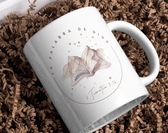 Taza Personalizada La Palabra de Dios, 2 Timoteo 3:16 Versículo Bíblico, Taza Escritura, Fe, Regalo Cristiano, Taza Devocional