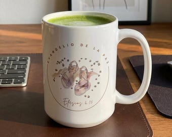Taza Personalizada Evangelio de la Paz, Efesios 6:15 Taza Versículo Bíblico, Taza Armadura de Dios, Taza Sandalias Cristiana, Regalo Fe