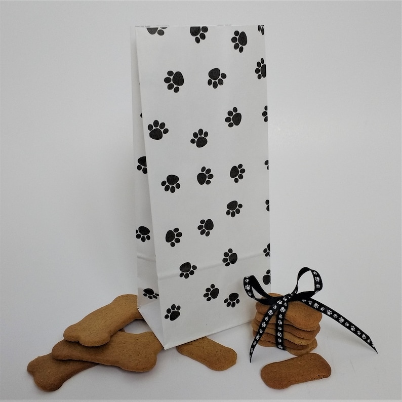 20 Paw Print Kraft Paper Bag Gusseted Pet Dog Cat Treat Bags Etsy
