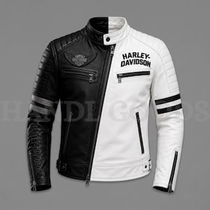 Harley Davidson White Leather Jacket - Etsy
