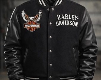 Vintage Harley Style Varsity Jacket Motorcycle Bomber Streetwear Unisex