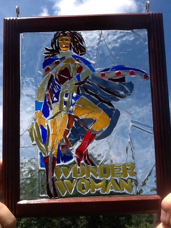Items similar to Stained Glass Wonder Woman Window Art Sun Catcher on Etsy