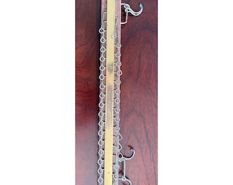 Vintage Wood and Brass Tie Rack Wall Mount Belt Organizer Made in USA 24 Loops